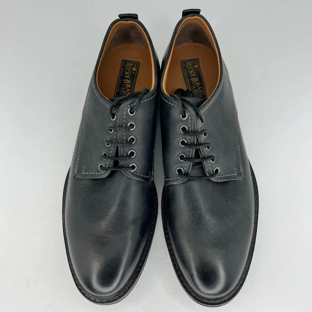 Lucky Brand Mens 115-20304 Black Hogan Leather LaceUp Size 10.5M Dress Shoes
